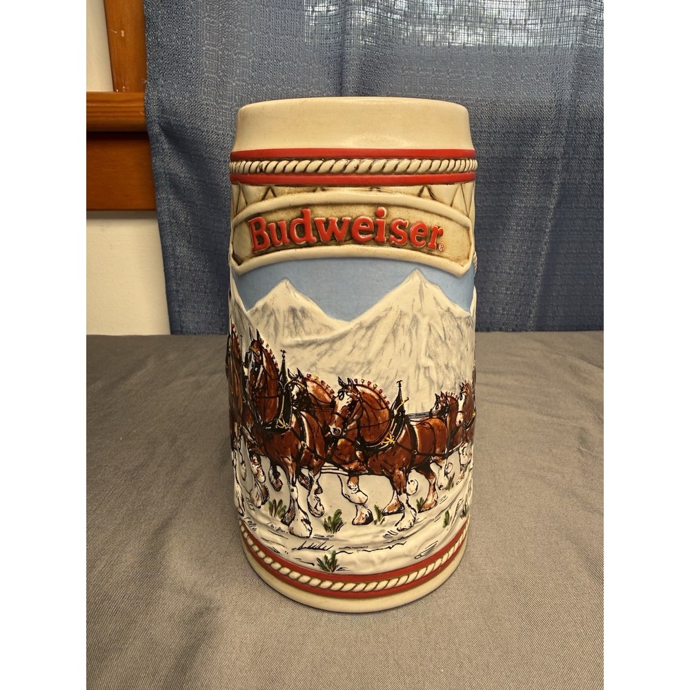 Budweiser Holiday Stein Beer Mug Christmas Series 1985 A Series Limited Edition